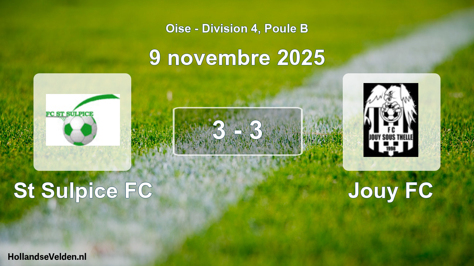 Match joué: St Sulpice FC - Jouy FC 3 - 3 (9 novembre 2025)