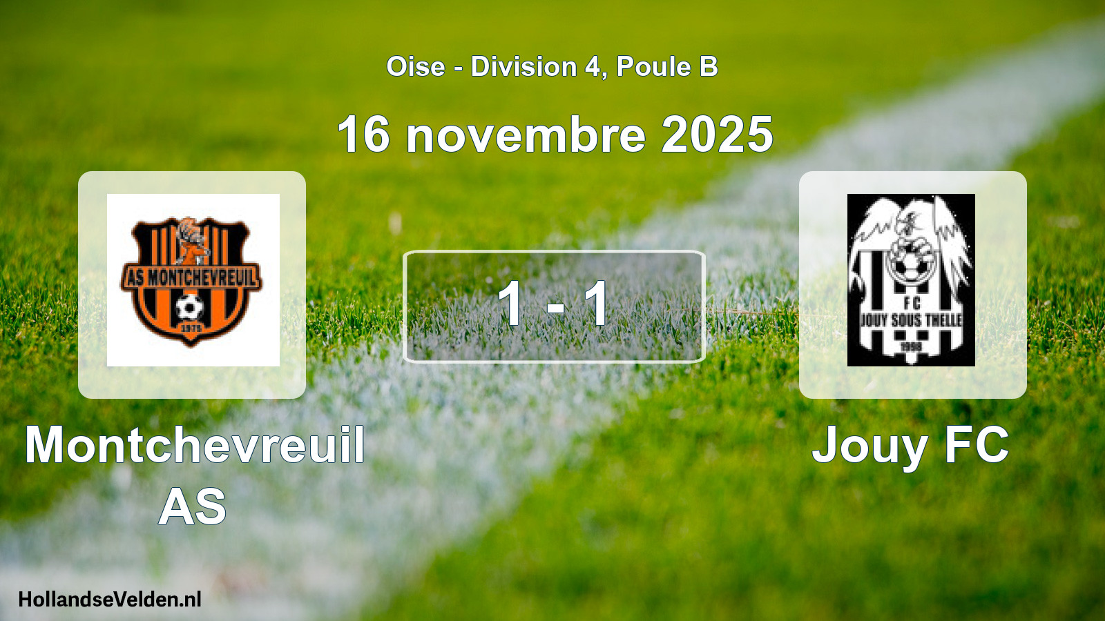 Match joué: Montchevreuil AS - Jouy FC 1 - 1 (16 novembre 2025)