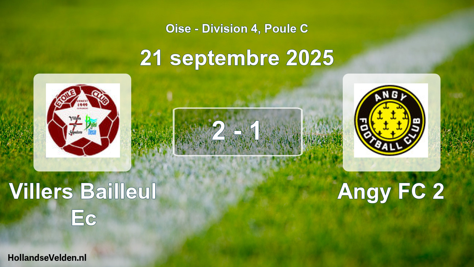 Match joué: Villers Bailleul Ec - Angy FC 2 2 - 1 (21 septembre 2025)