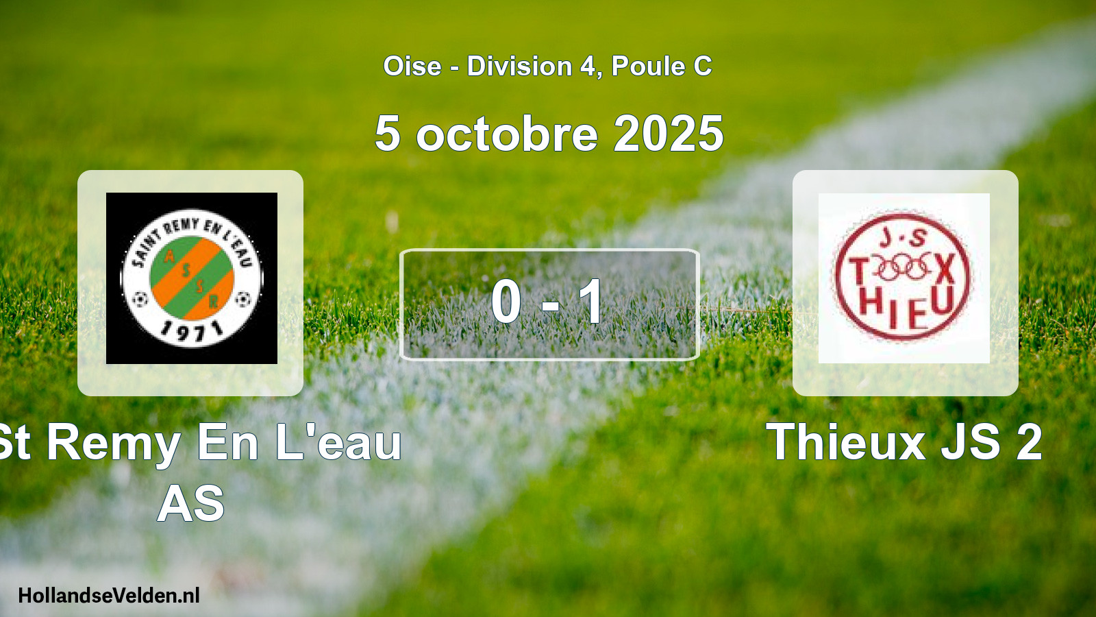 Match joué: St Remy En L'eau AS - Thieux JS 2 0 - 1 (5 octobre 2025)