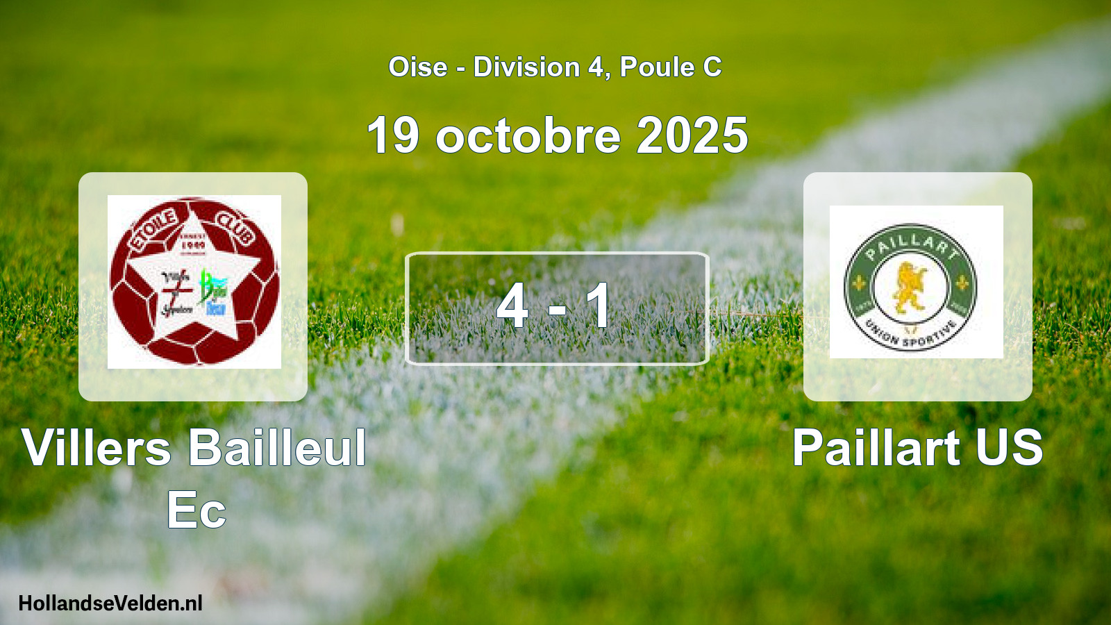 Gespeelde wedstrijd: Villers Bailleul Ec - Paillart US 4 - 1 (19 oktober 2025)