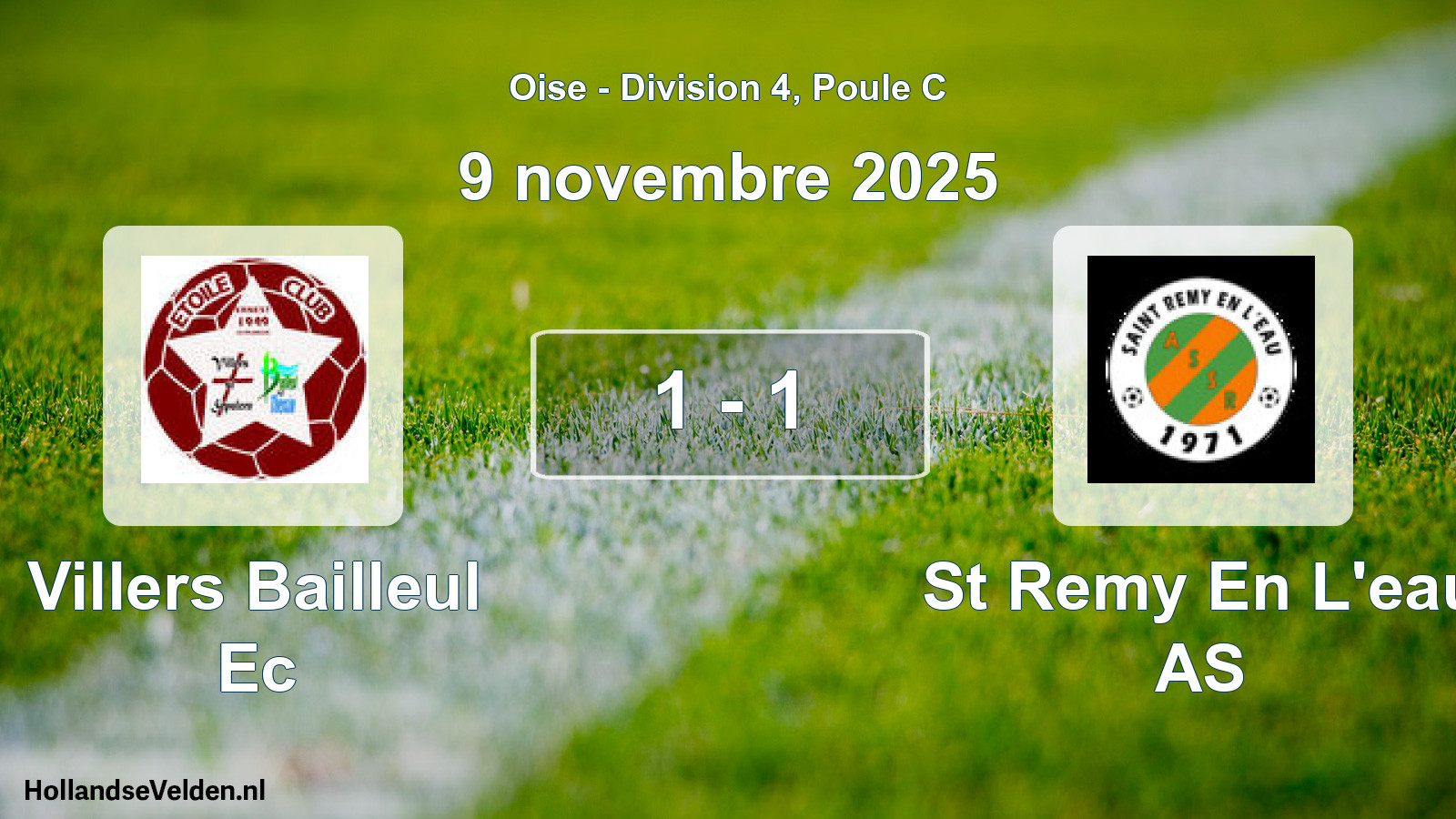 Match joué: Villers Bailleul Ec - St Remy En L'eau AS 1 - 1 (9 novembre 2025)