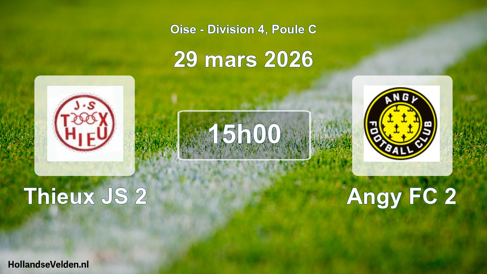 Match programmé: Thieux JS 2 - Angy FC 2 (29 mars 2026)