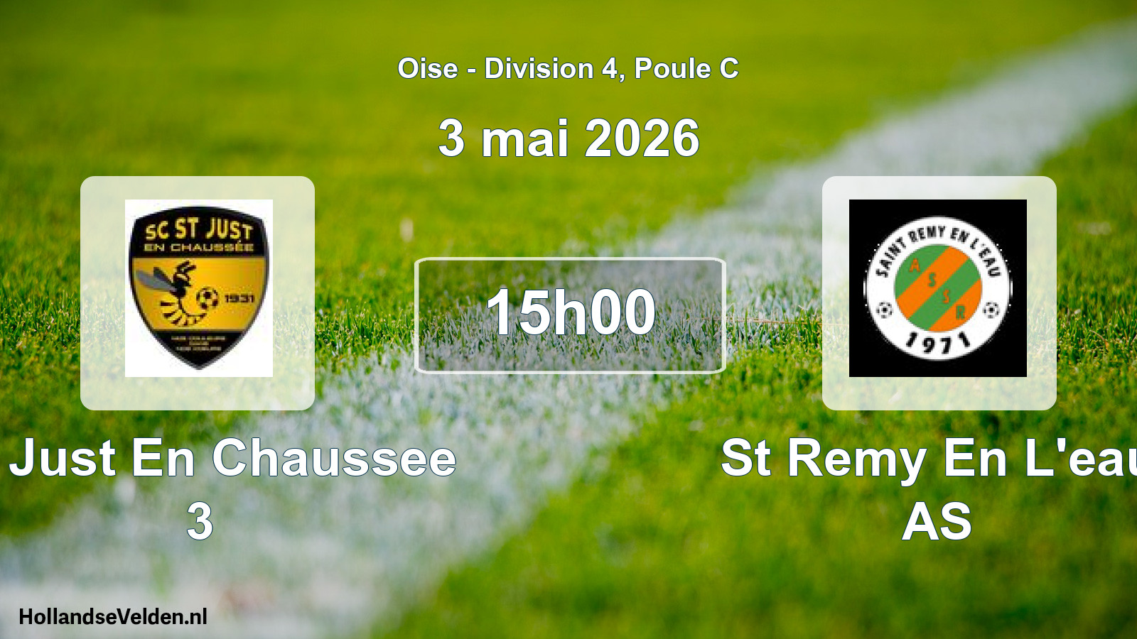 Match programmé: St Just En Chaussee 3 - St Remy En L'eau AS (3 mai 2026)