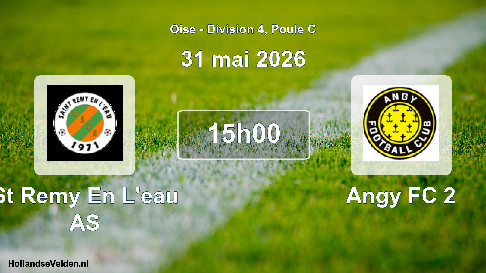 Match programmé: St Remy En L'eau AS - Angy FC 2 (31 mai 2026)