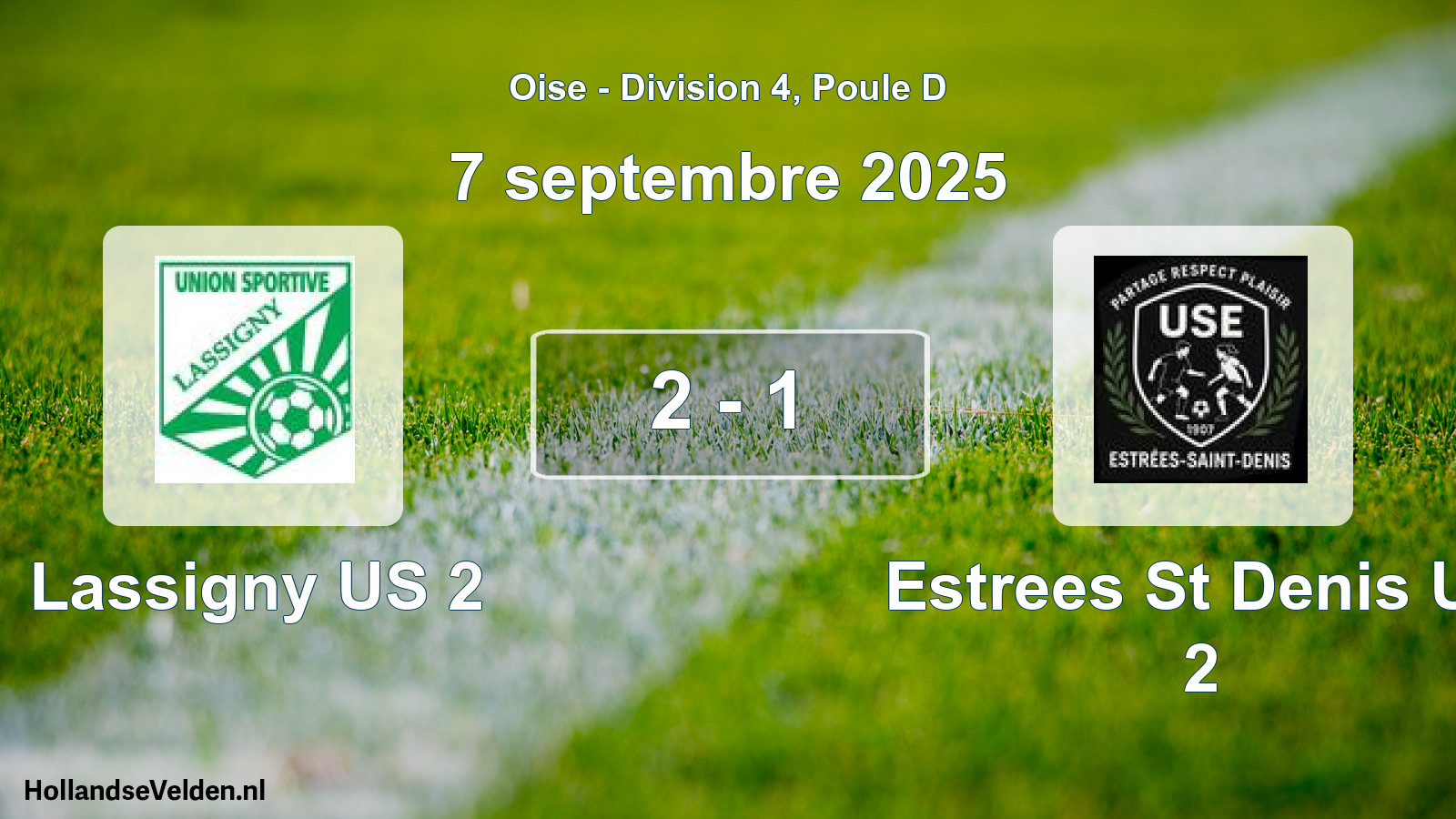 Match joué: Lassigny US 2 - Estrees St Denis US 2 2 - 1 (7 septembre 2025)
