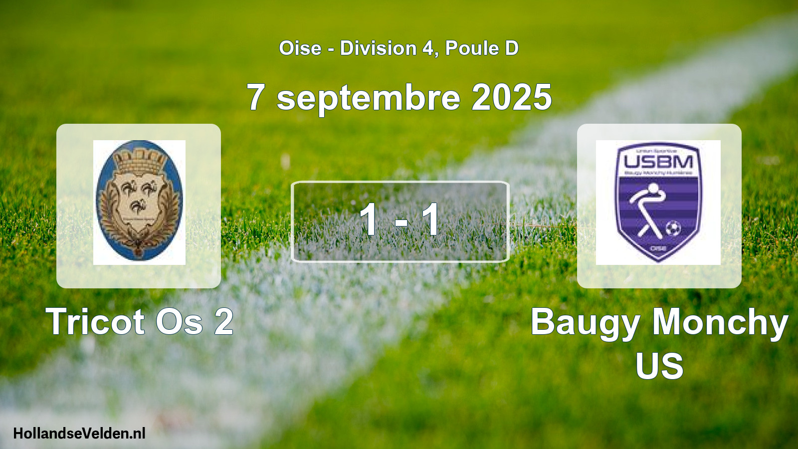 Gespeelde wedstrijd: Tricot Os 2 - Baugy Monchy US 1 - 1 (7 september 2025)