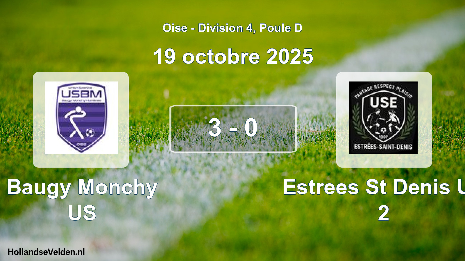 Gespeelde wedstrijd: Baugy Monchy US - Estrees St Denis US 2 3 - 0 (19 oktober 2025)