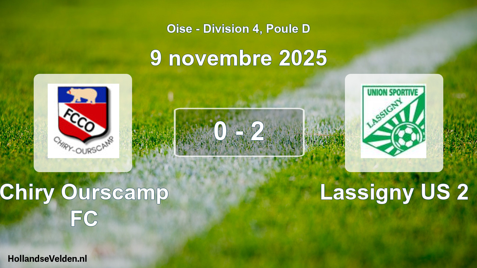 Gespeelde wedstrijd: Chiry Ourscamp FC - Lassigny US 2 0 - 2 (9 november 2025)