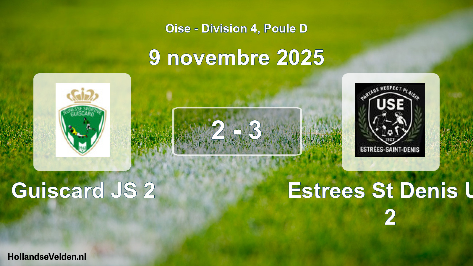Gespeelde wedstrijd: Guiscard JS 2 - Estrees St Denis US 2 2 - 3 (9 november 2025)