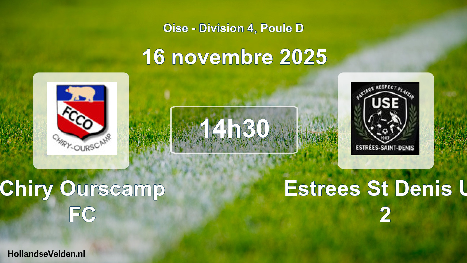 Match programmé: Chiry Ourscamp FC - Estrees St Denis US 2 (16 novembre 2025)