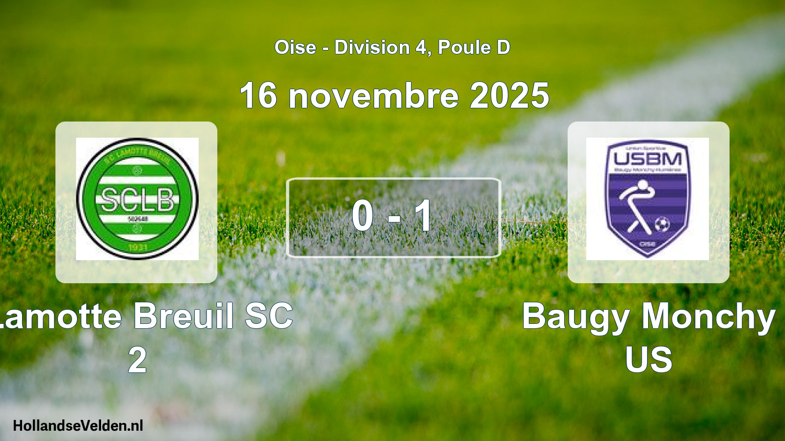 Gespeelde wedstrijd: Lamotte Breuil SC 2 - Baugy Monchy US 0 - 1 (16 november 2025)