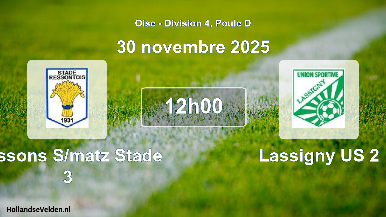 Match programmé: Ressons S/matz Stade 3 - Lassigny US 2 (30 novembre 2025)