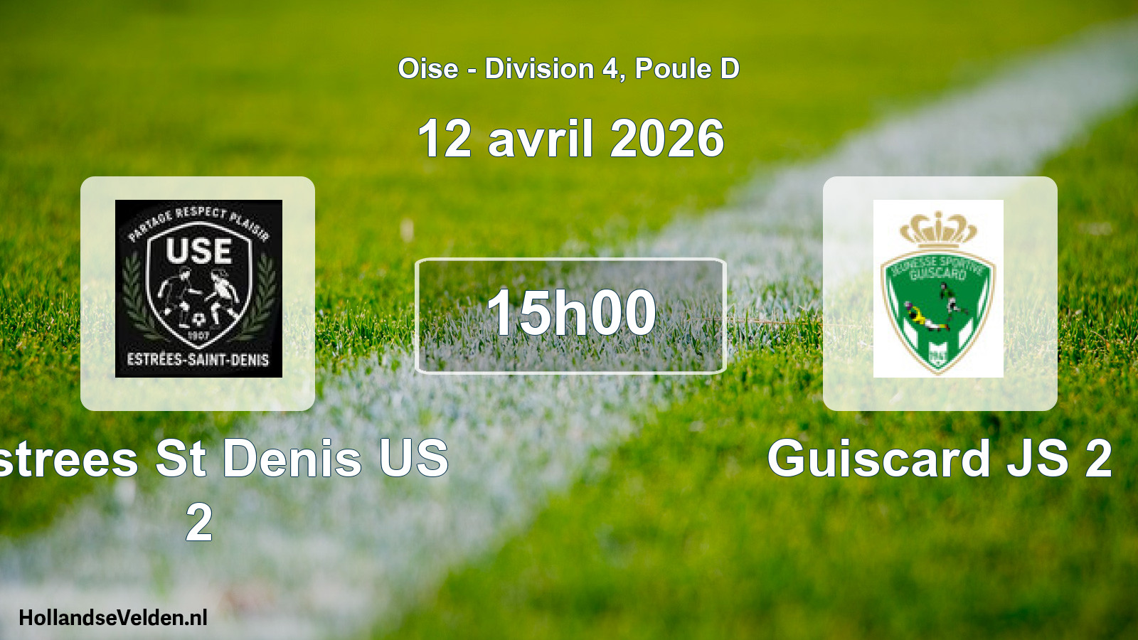 Match programmé: Estrees St Denis US 2 - Guiscard JS 2 (12 avril 2026)