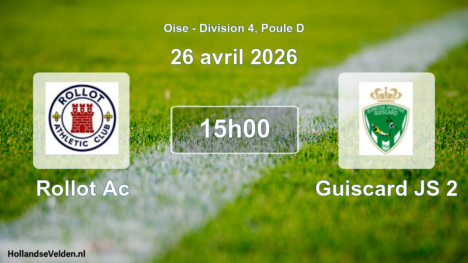 Match programmé: Rollot Ac - Guiscard JS 2 (26 avril 2026)