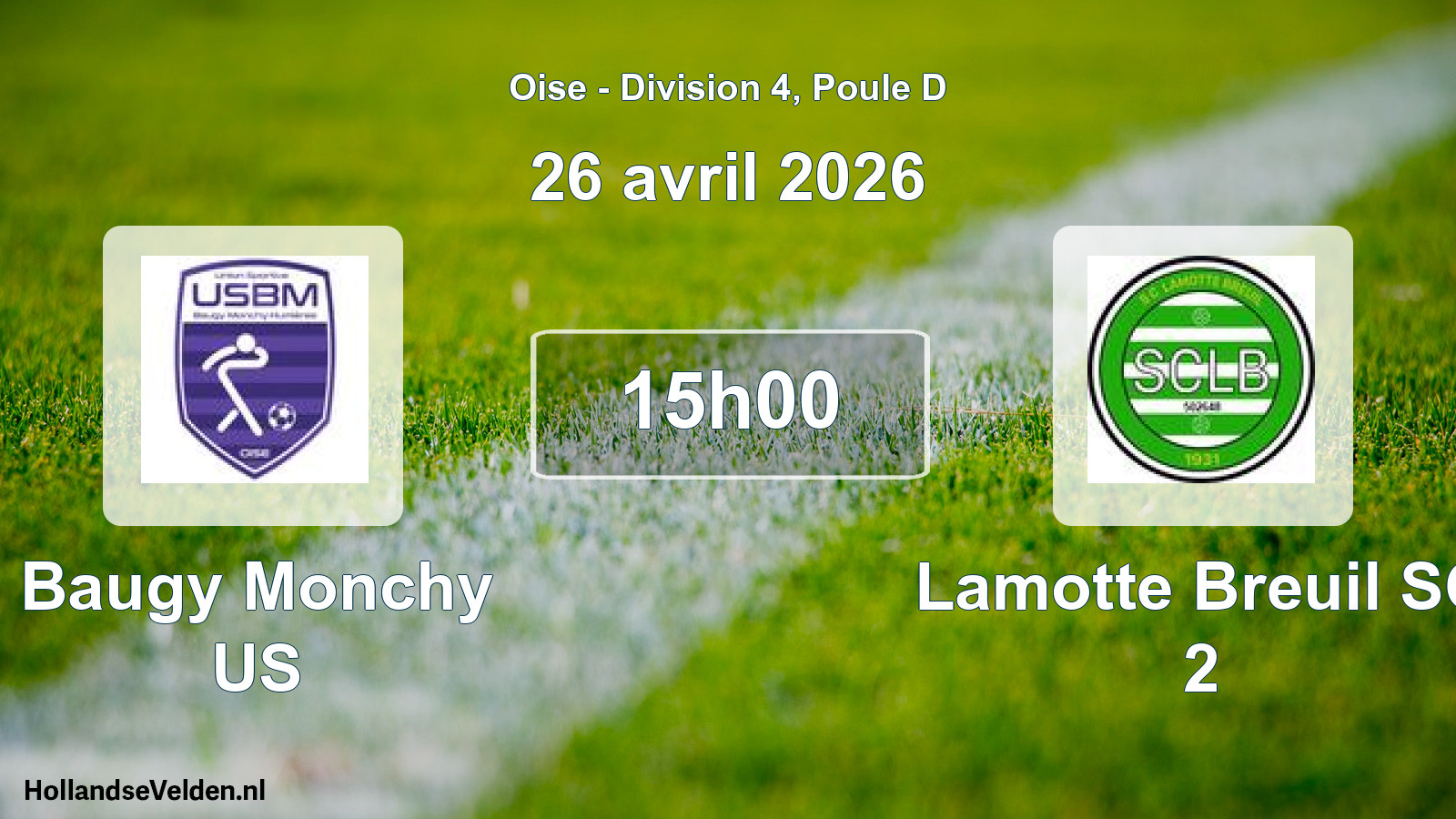 Match programmé: Baugy Monchy US - Lamotte Breuil SC 2 (26 avril 2026)