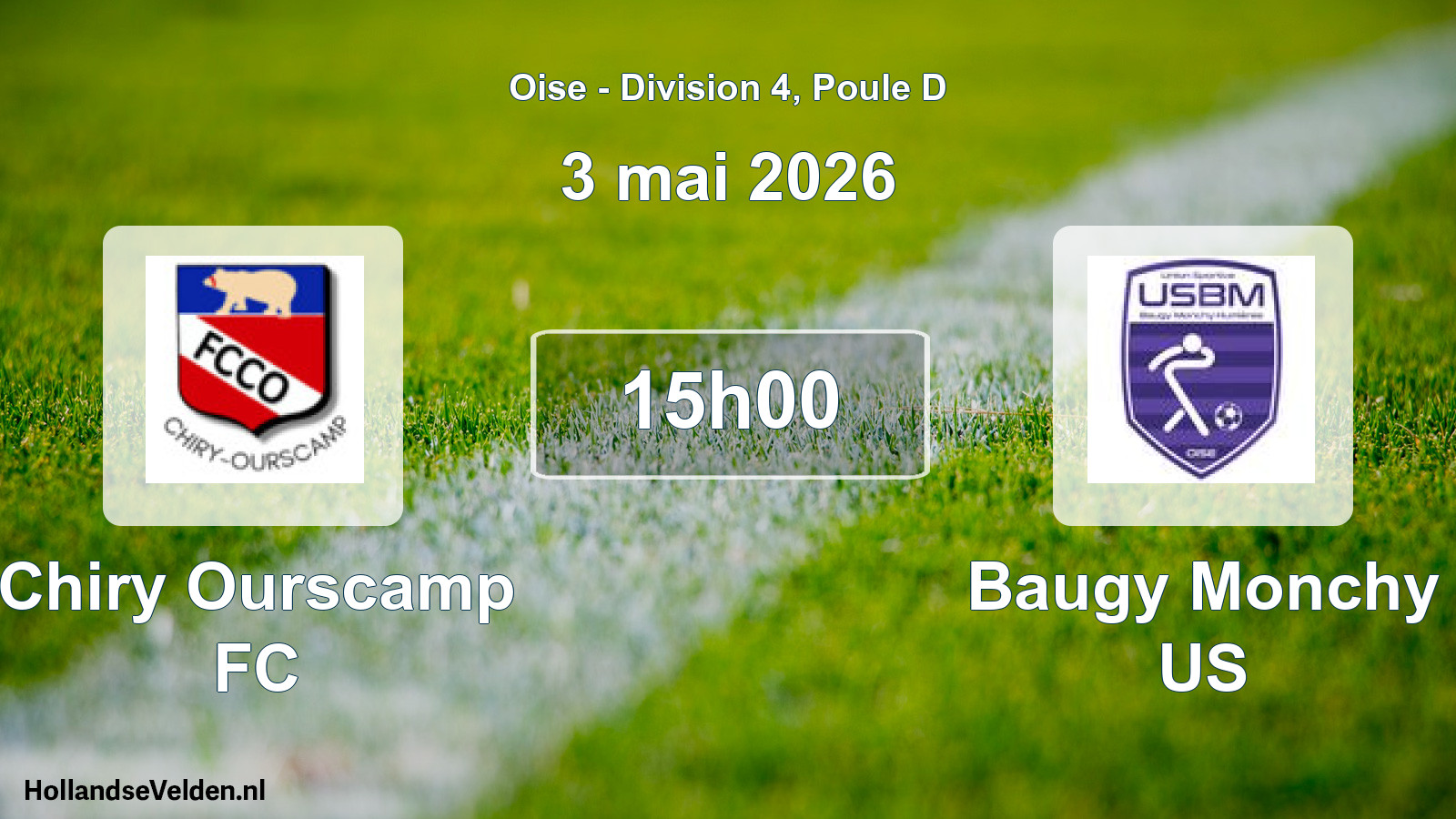 Geplande wedstrijd: Chiry Ourscamp FC - Baugy Monchy US (3 mei 2026)