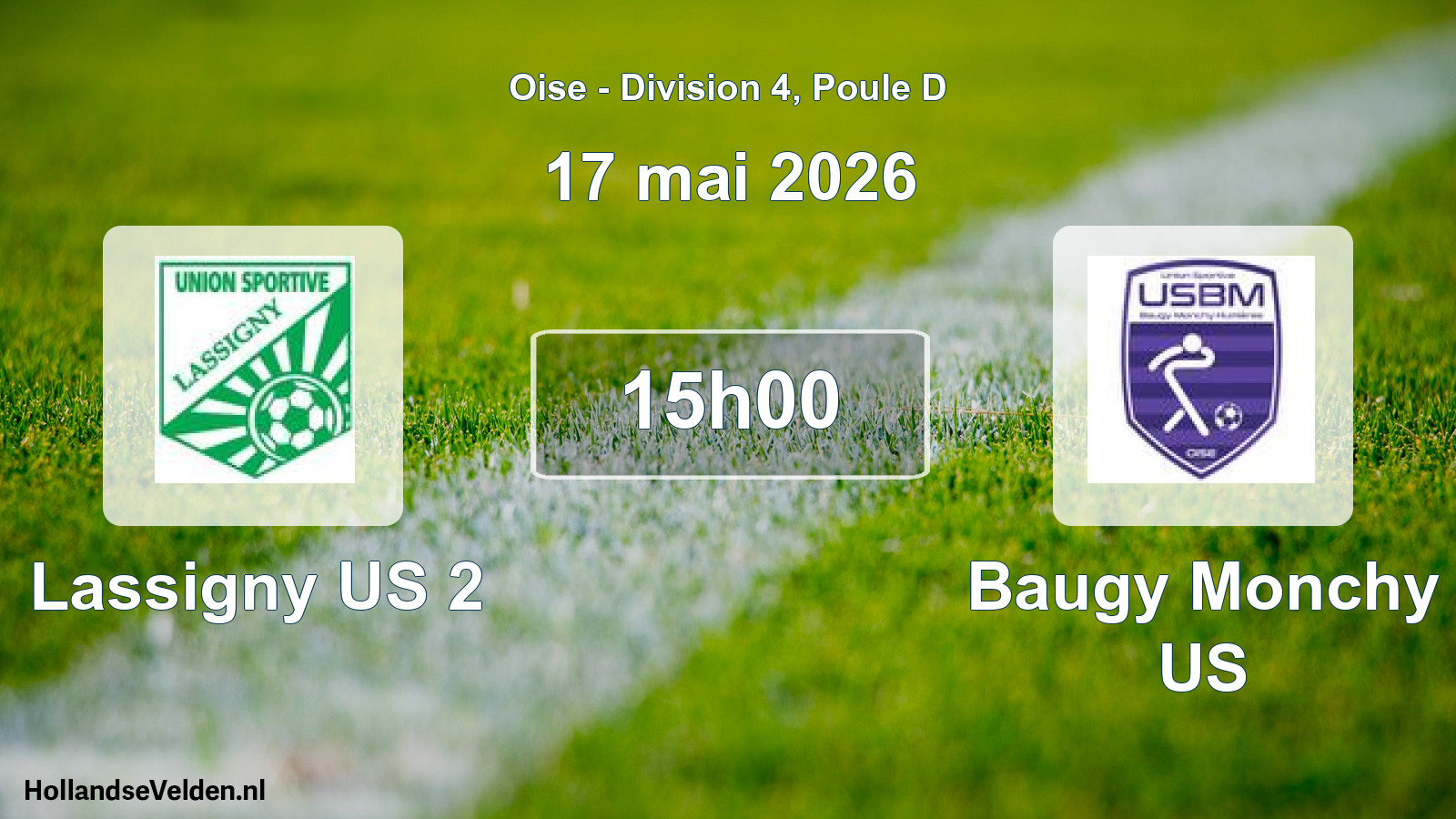 Match programmé: Lassigny US 2 - Baugy Monchy US (17 mai 2026)