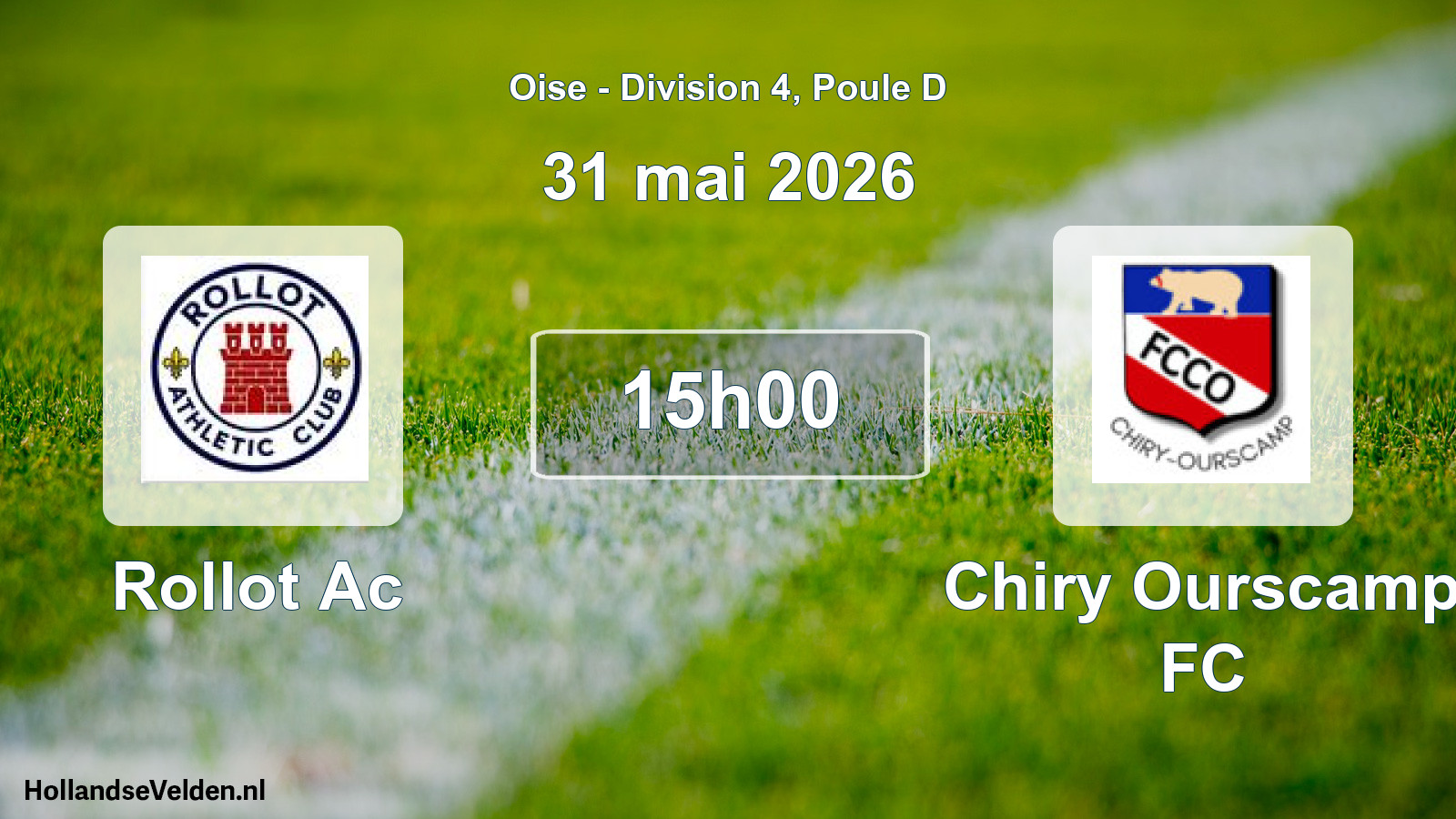 Match programmé: Rollot Ac - Chiry Ourscamp FC (31 mai 2026)