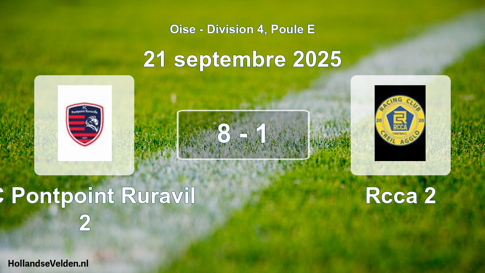 Match joué: FC Pontpoint Ruravil 2 - Rcca 2 8 - 1 (21 septembre 2025)
