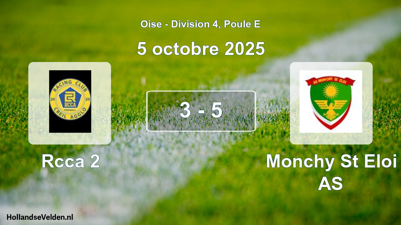 Gespeelde wedstrijd: Rcca 2 - Monchy St Eloi AS 3 - 5 (5 oktober 2025)