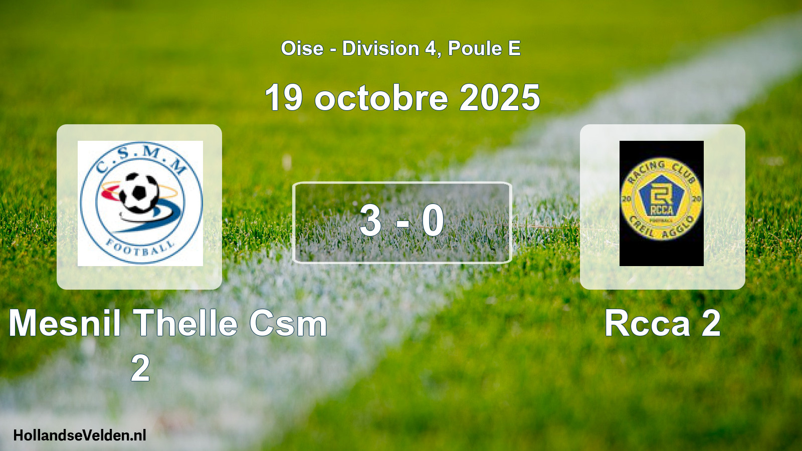 Match joué: Le Mesnil Thelle Csm 2 - Rcca 2 3 - 0 (19 octobre 2025)