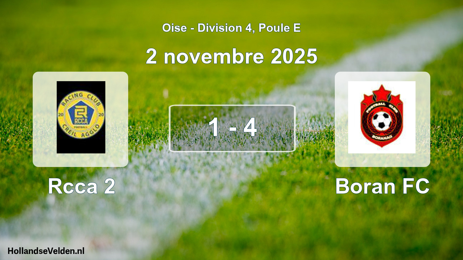 Match joué: Rcca 2 - Boran FC 1 - 4 (2 novembre 2025)