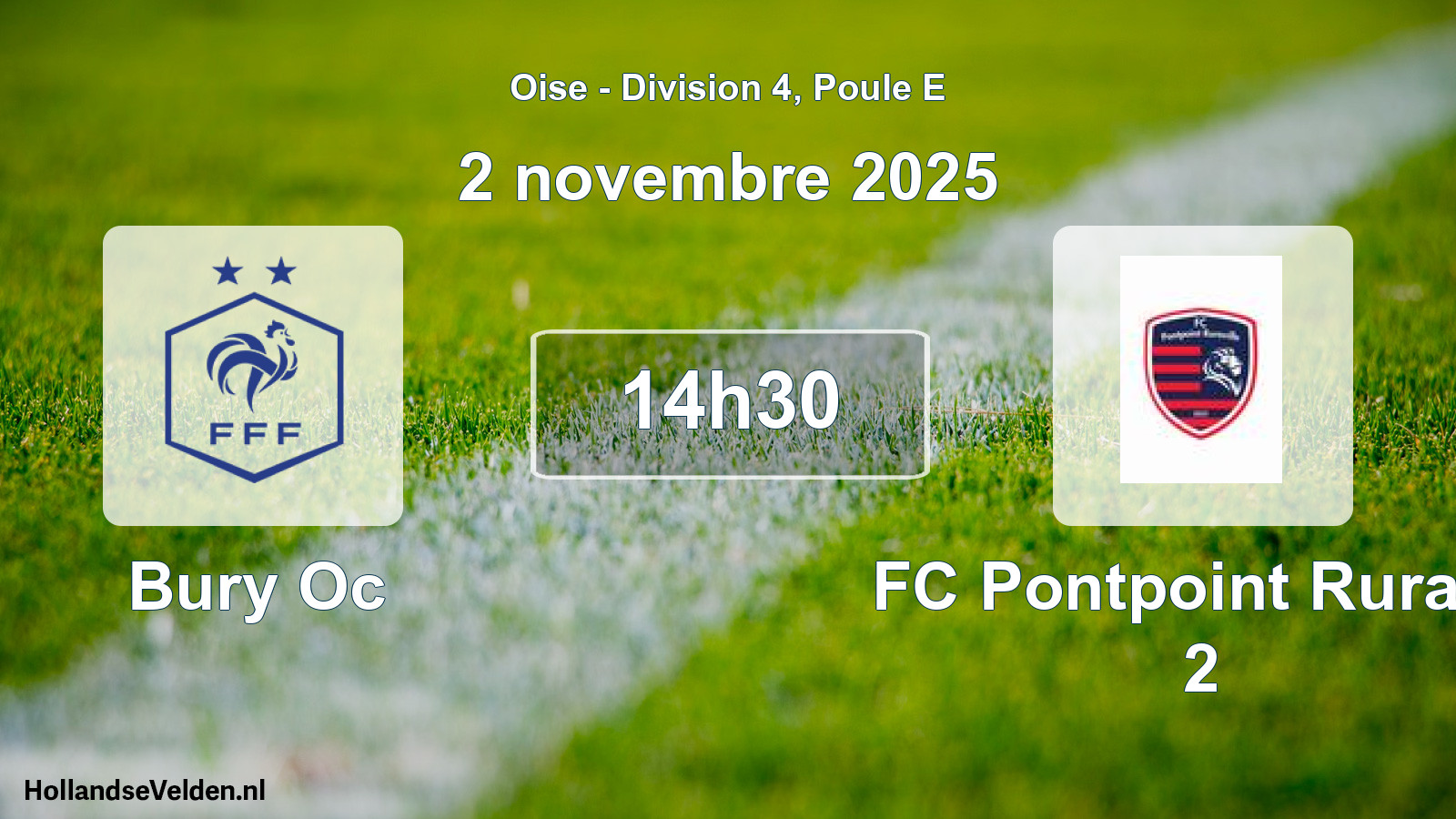 Match programmé: Bury Oc - FC Pontpoint Ruravil 2 (2 novembre 2025)