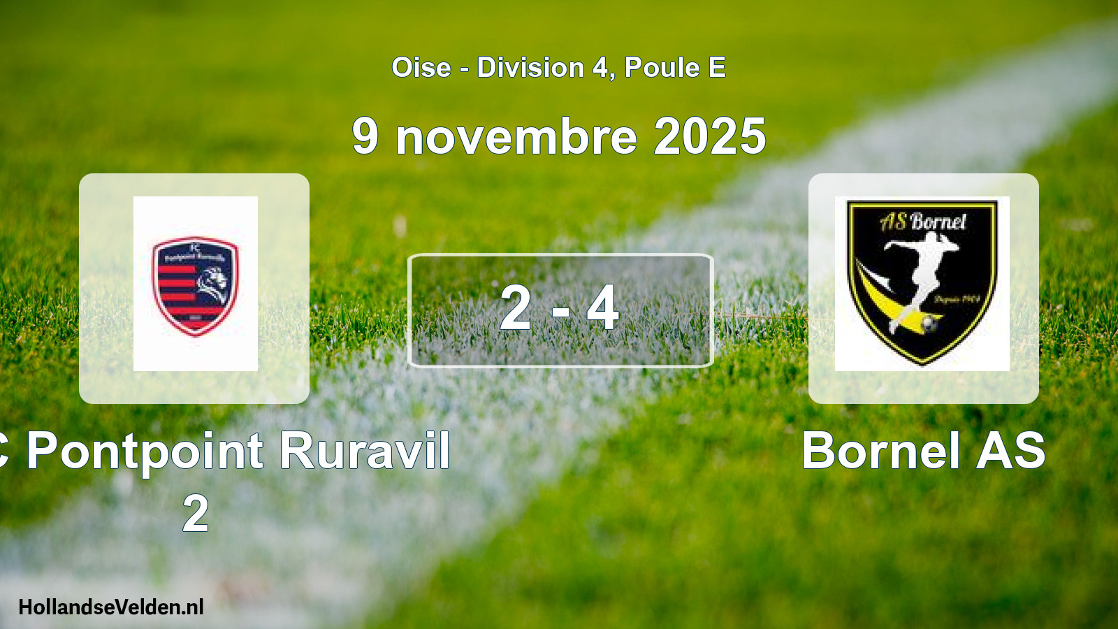 Gespeelde wedstrijd: FC Pontpoint Ruravil 2 - Bornel AS 2 - 4 (9 november 2025)