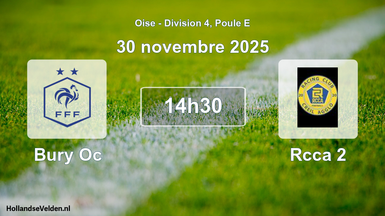 Match programmé: Bury Oc - Rcca 2 (30 novembre 2025)