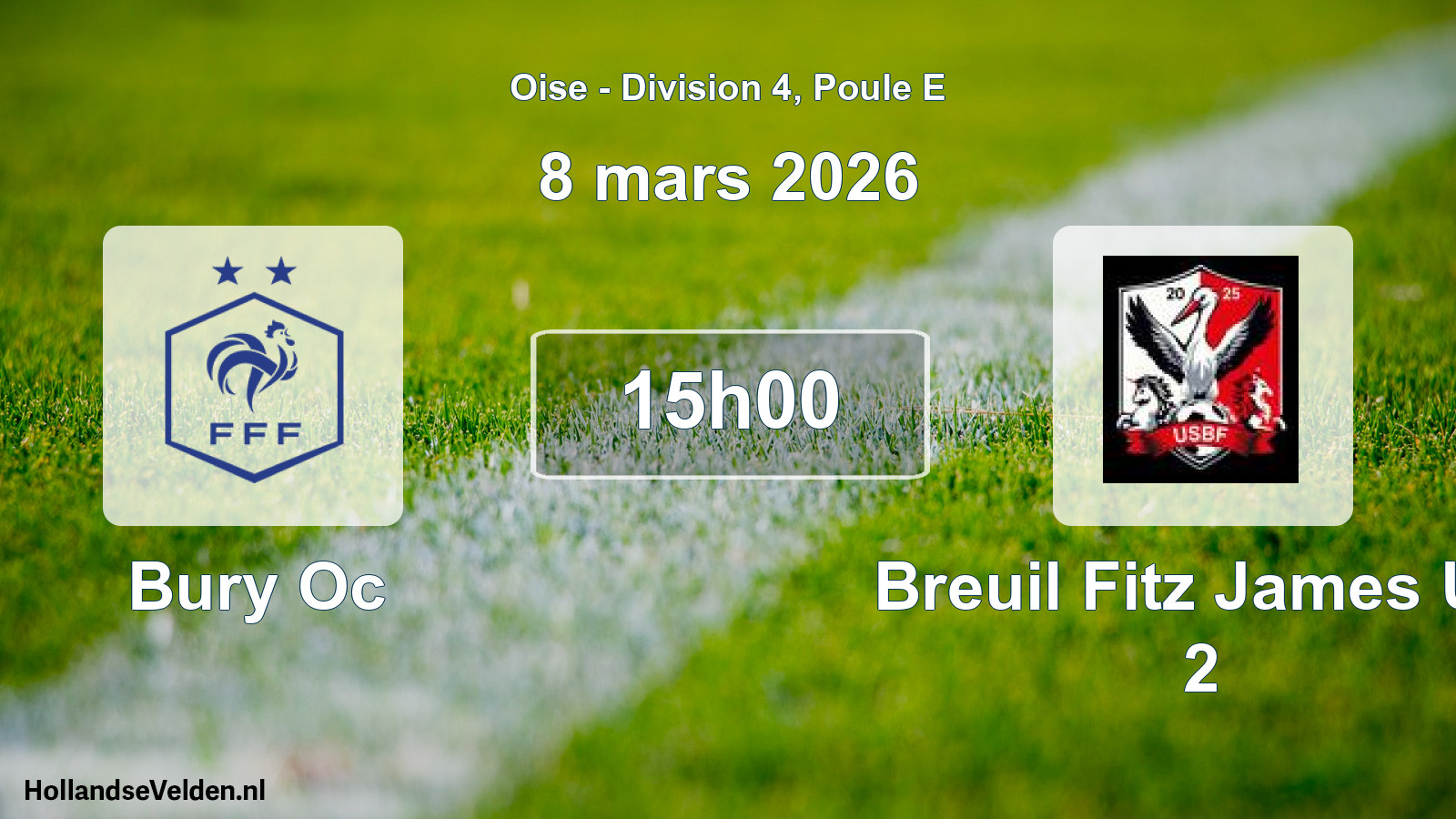 Match programmé: Bury Oc - Breuil Fitz James US 2 (8 mars 2026)