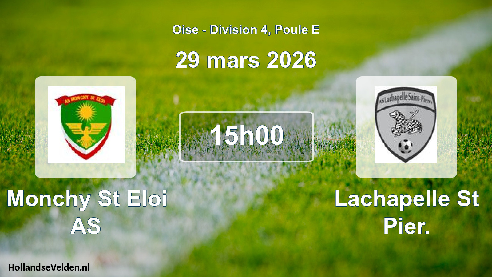 Match programmé: Monchy St Eloi AS - Lachapelle St Pier. (29 mars 2026)