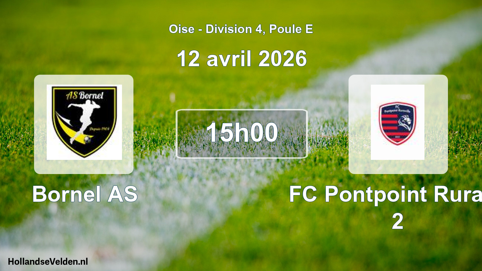 Match programmé: Bornel AS - FC Pontpoint Ruravil 2 (12 avril 2026)