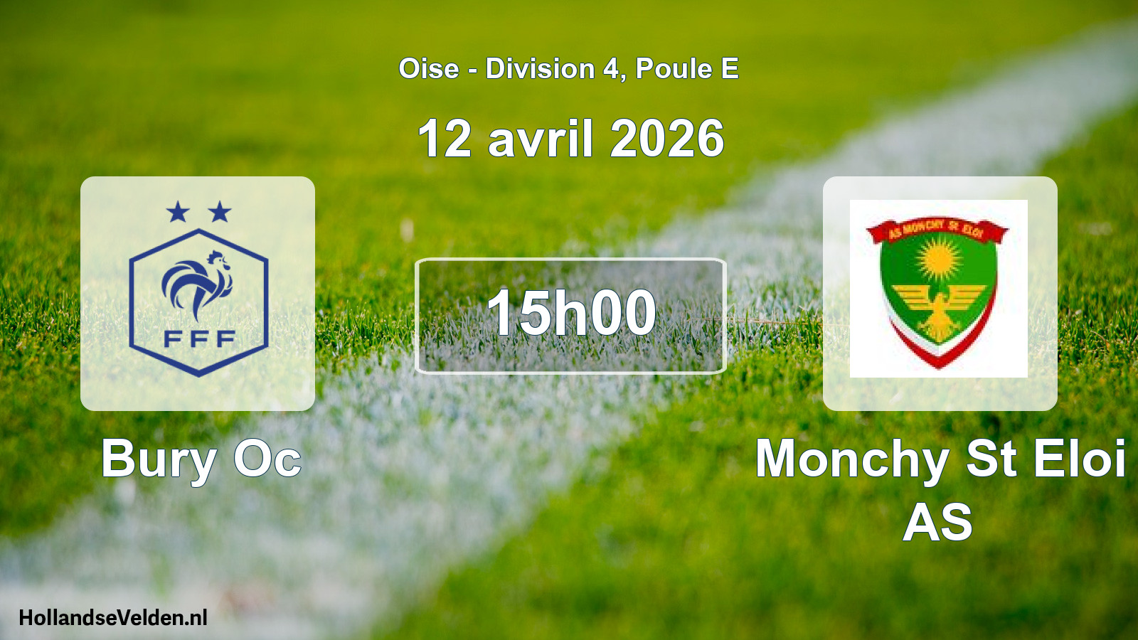 Match programmé: Bury Oc - Monchy St Eloi AS (12 avril 2026)