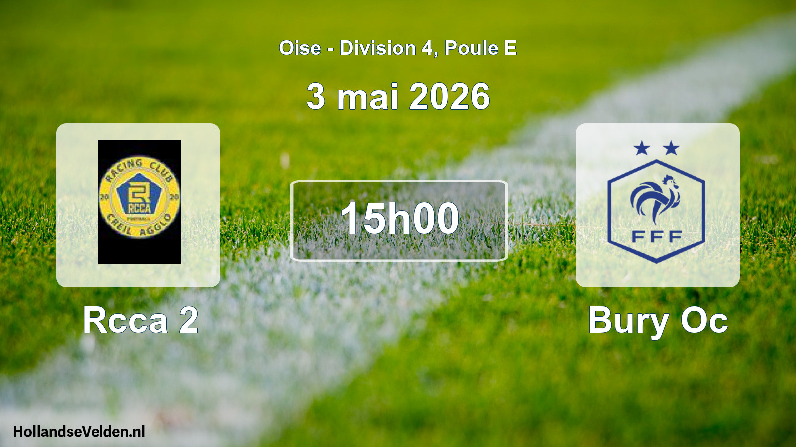Match programmé: Rcca 2 - Bury Oc (3 mai 2026)