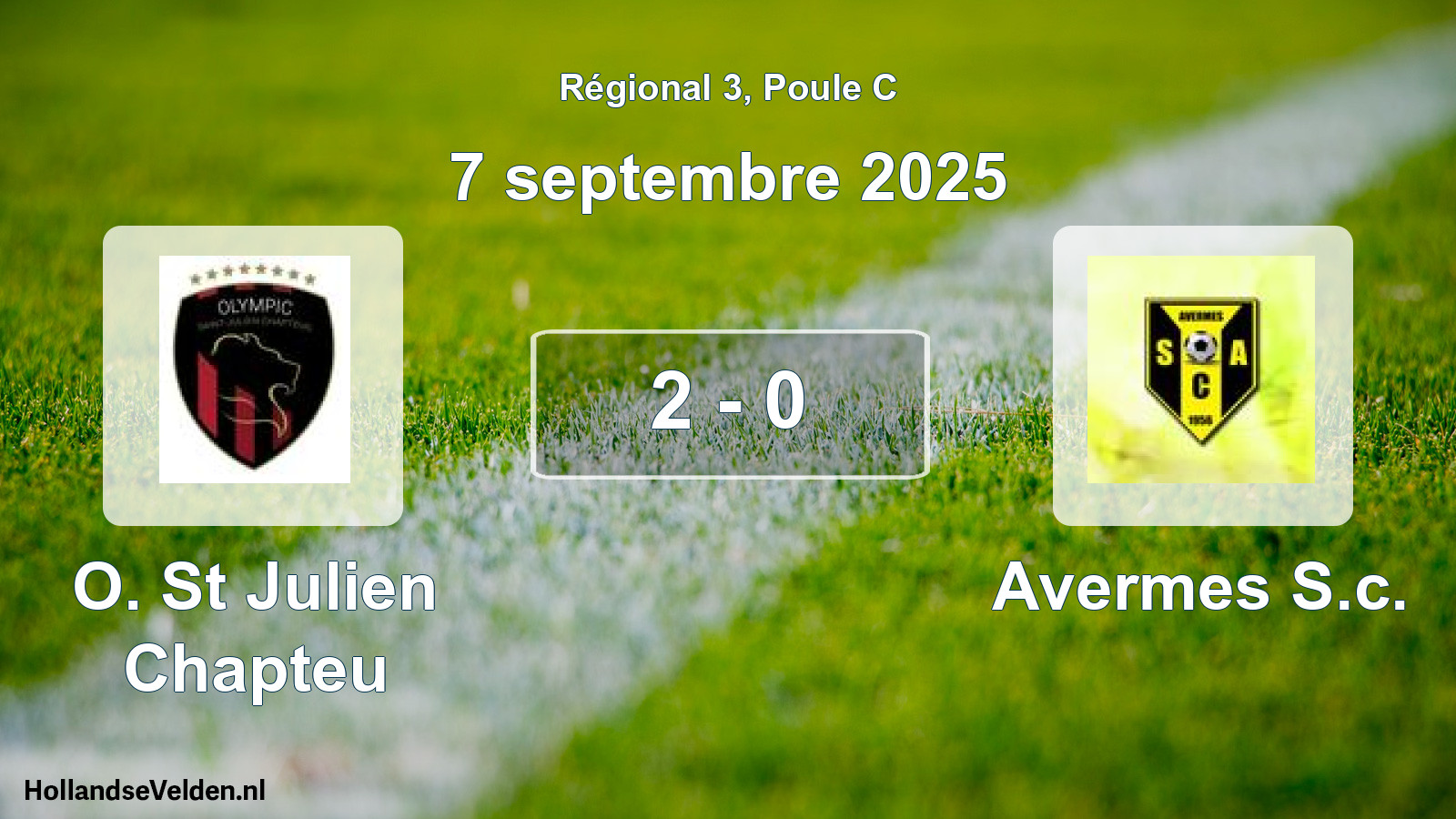 Gespeelde wedstrijd: O. St Julien Chapteu - Avermes S.c. 2 - 0 (7 septembre 2025)
