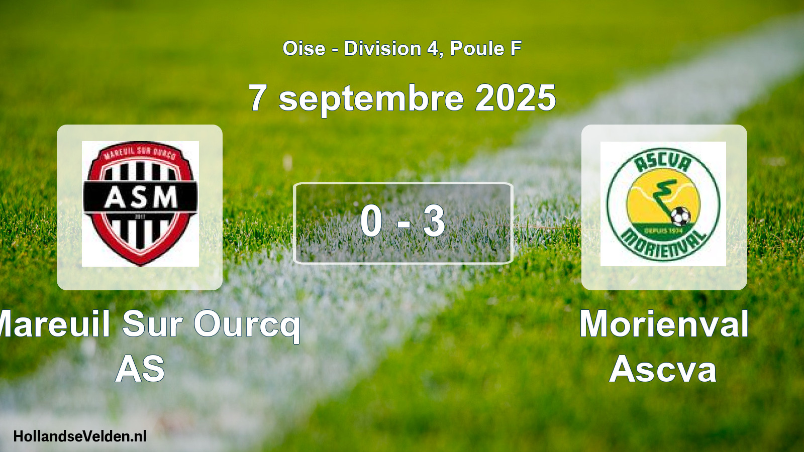 Total number of matches played: Mareuil Sur Ourcq AS - Morienval Ascva 0 - 3 (7 September 2025)