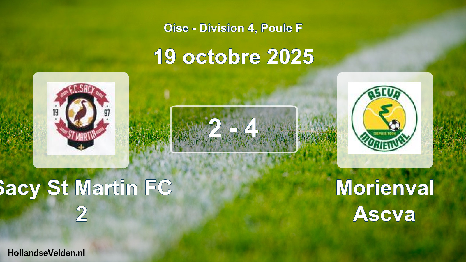 Match joué: Sacy St Martin FC 2 - Morienval Ascva 2 - 4 (19 octobre 2025)
