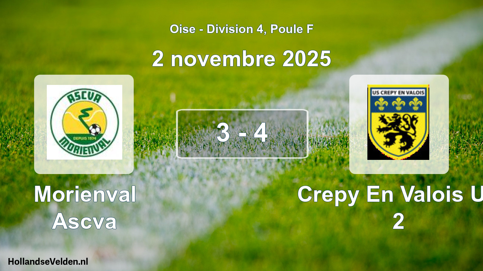 Gespeelde wedstrijd: Morienval Ascva - Crepy En Valois US 2 3 - 4 (2 november 2025)