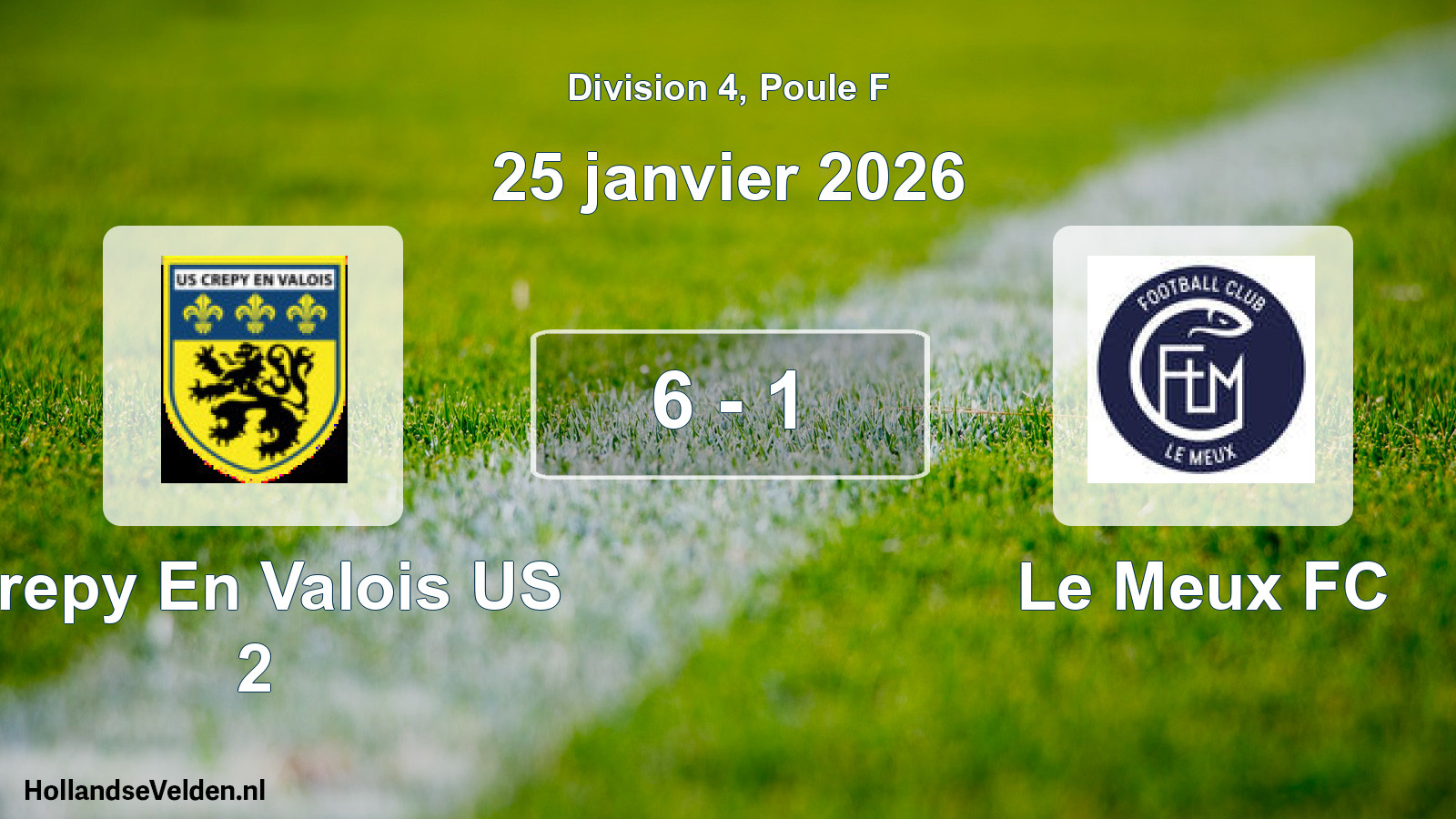 Total number of matches played: Crepy En Valois US 2 - Le Meux FC 6 - 1 (25 January 2026)