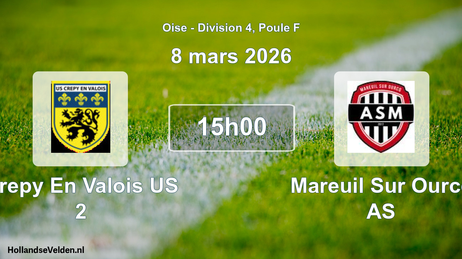 Scheduled Match: Crepy En Valois US 2 - Mareuil Sur Ourcq AS (8 March 2026)