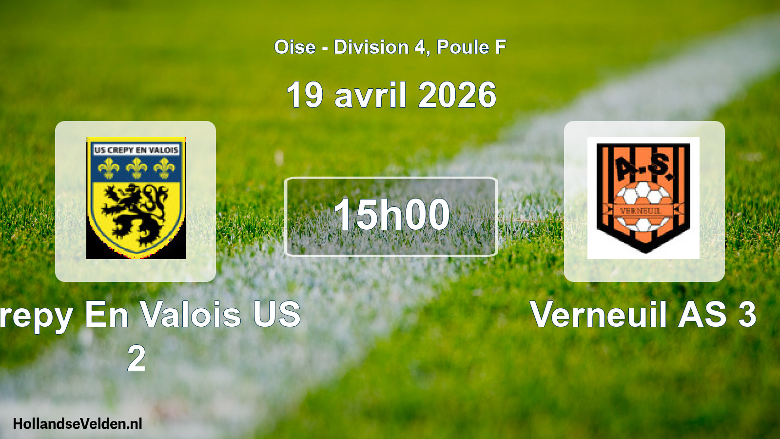 Match programmé: Crepy En Valois US 2 - Verneuil AS 3 (19 avril 2026)