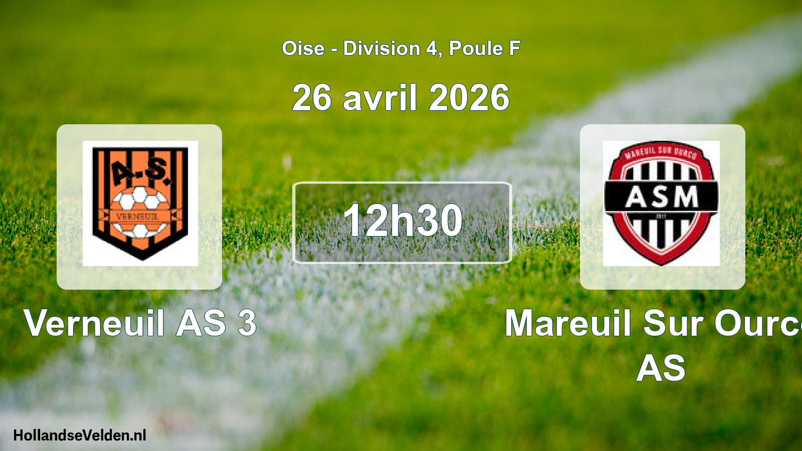 Match programmé: Verneuil AS 3 - Mareuil Sur Ourcq AS (26 avril 2026)