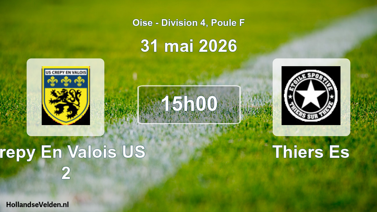 Match programmé: Crepy En Valois US 2 - Thiers Es (31 mai 2026)