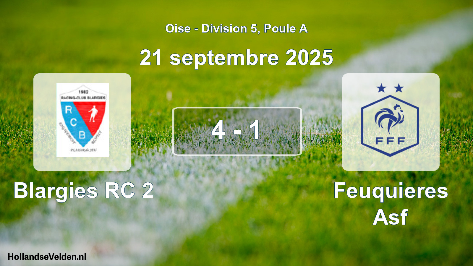 Match joué: Blargies RC 2 - Feuquieres Asf 4 - 1 (21 septembre 2025)
