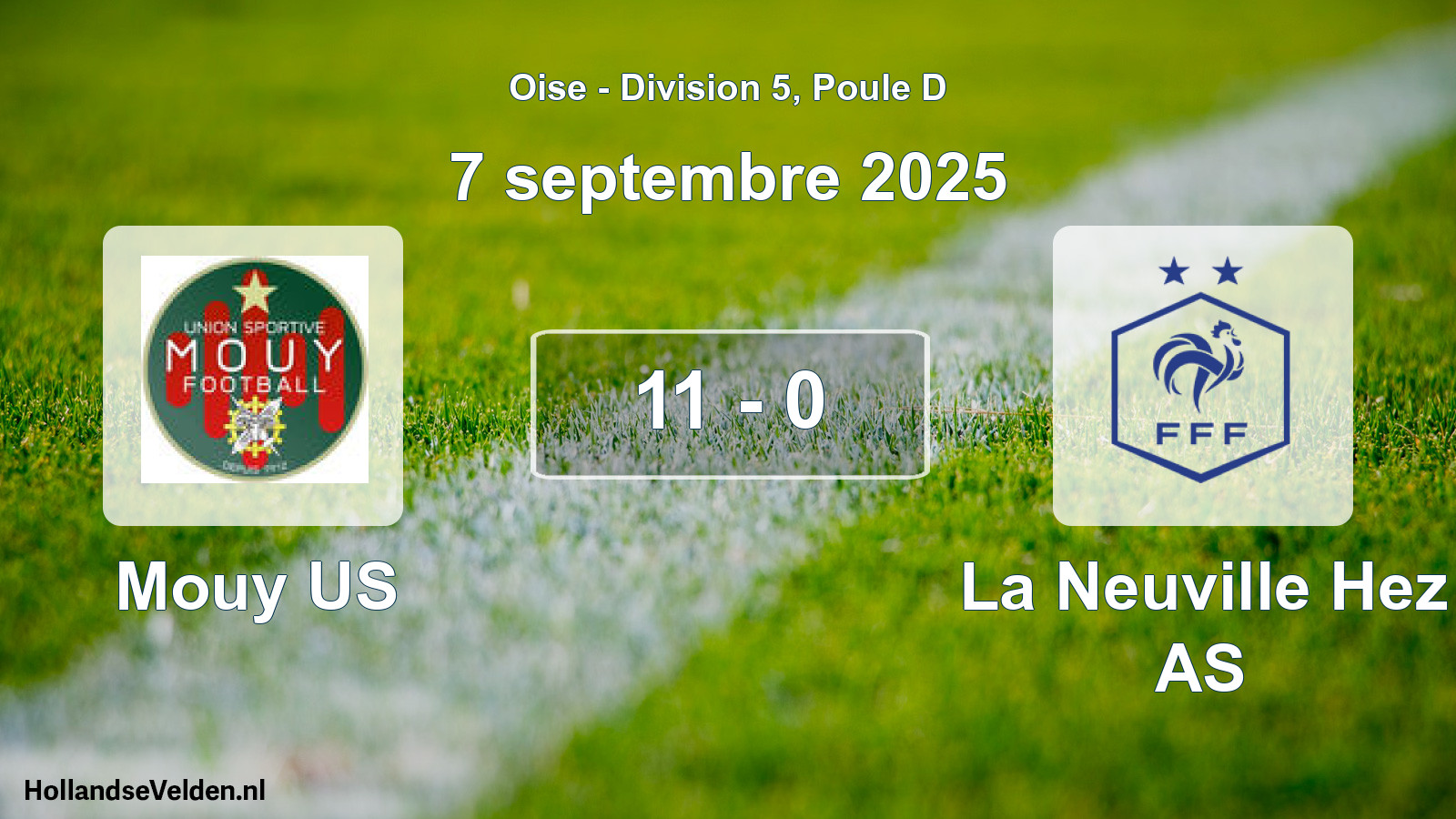 Match joué: Mouy US - La Neuville Hez AS 11 - 0 (7 septembre 2025)