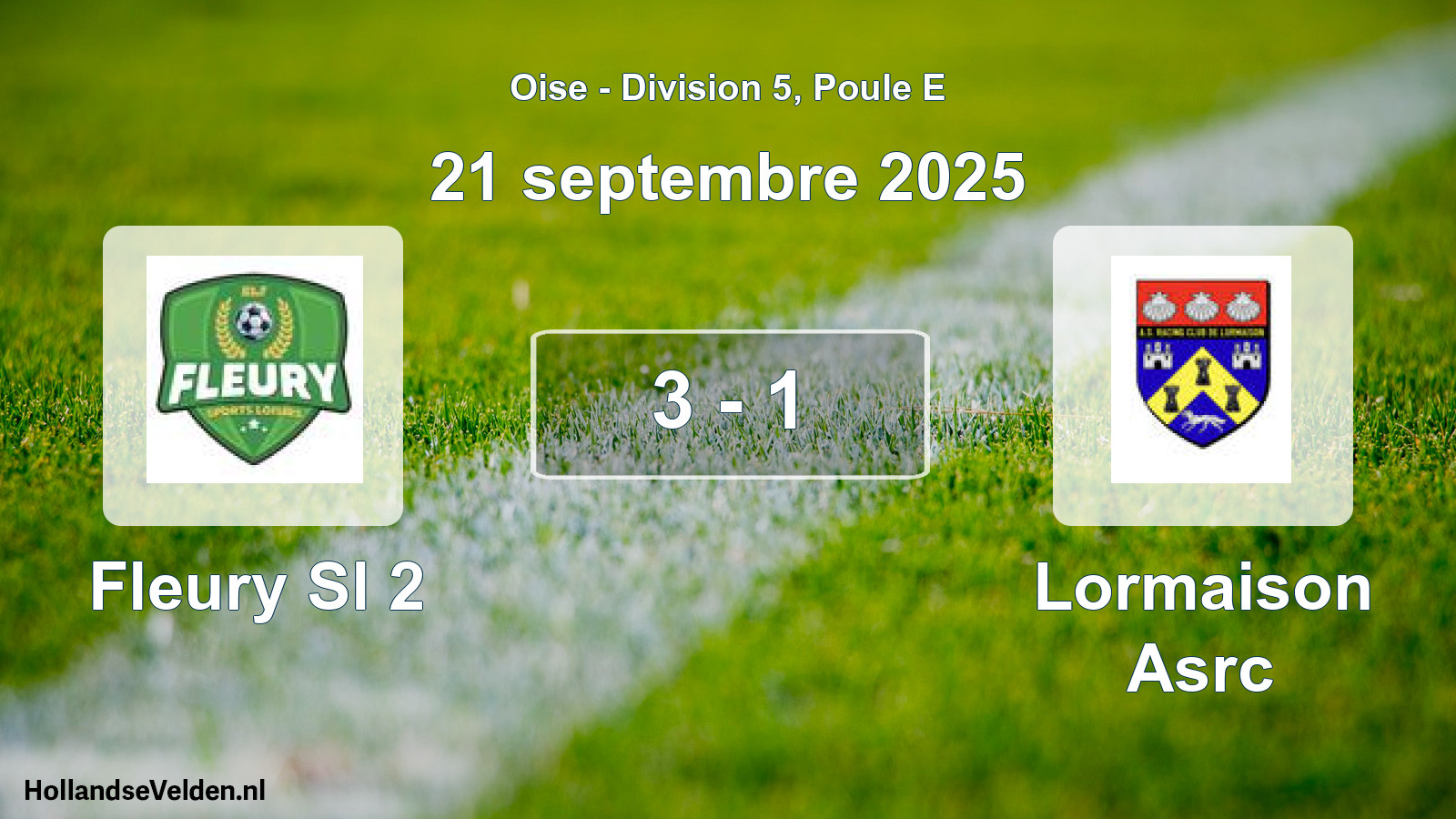 Match joué: Fleury Sl 2 - Lormaison Asrc 3 - 1 (21 septembre 2025)