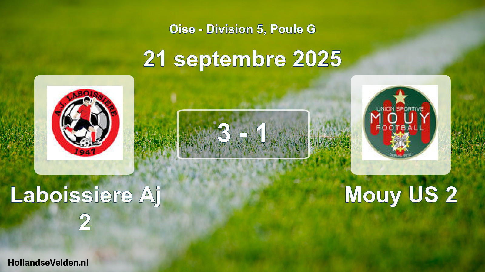 Match joué: Laboissiere Aj 2 - Mouy US 2 3 - 1 (21 septembre 2025)