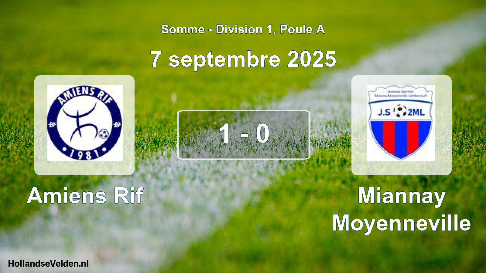Match joué: Amiens Rif - Miannay Moyenneville 1 - 0 (7 septembre 2025)