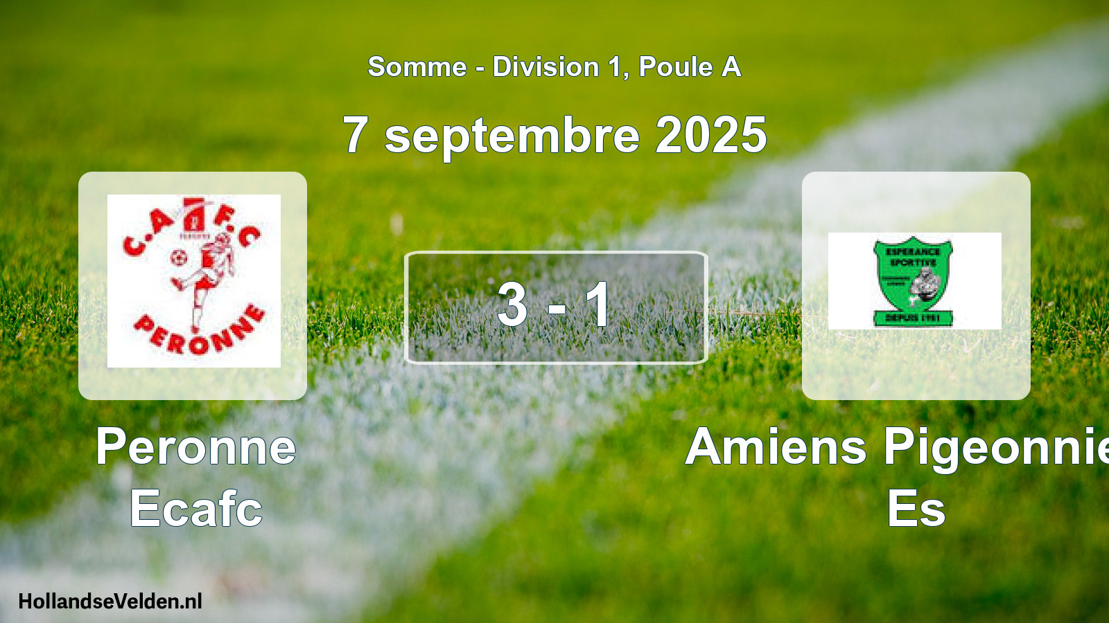 Match joué: Peronne Ecafc - Amiens Pigeonnier Es 3 - 1 (7 septembre 2025)
